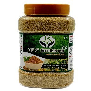 SIRIDHANYA Unpolished & Organic positive  Foxtail Millet 900gm Packed in jar (12 Months Shelf Life) Organically Grown from Karnataka Gross wt 1kg.