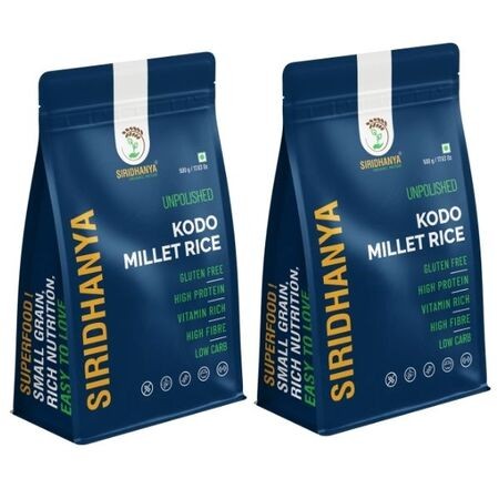Siridhanya unpolished and organic Kodo millet USDA Certified | Gluten free | High protein |Vitamin rich |Non-GMO| Naturally grown from Andhra Pradesh(India) 500g pack of 2